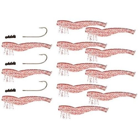 Doa Shrimp Lure, 4 12 Oz, Clear Red Glitter, 9PK FSH4-9P-368